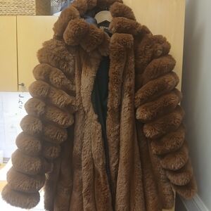 Cozy Plush Faux Fur Jacket - Brown Women's Outerwear